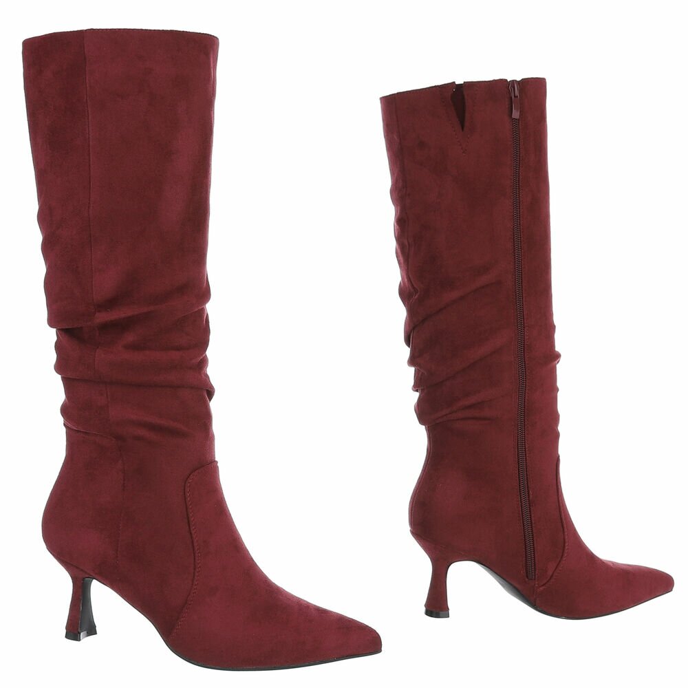 Cizme cu toc inalt - winesuede dama