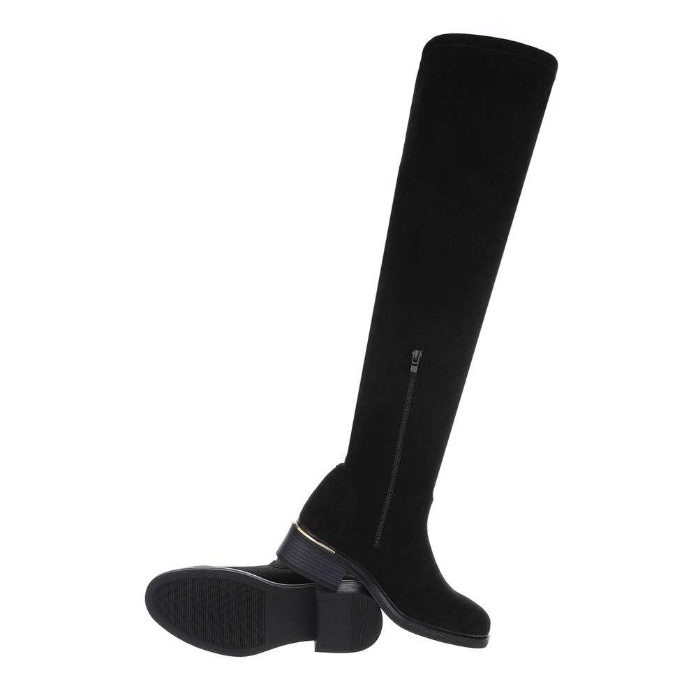 Cizme peste genunchi fara toc - blacksuede dama