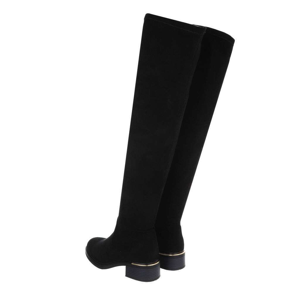 Cizme peste genunchi fara toc - blacksuede dama