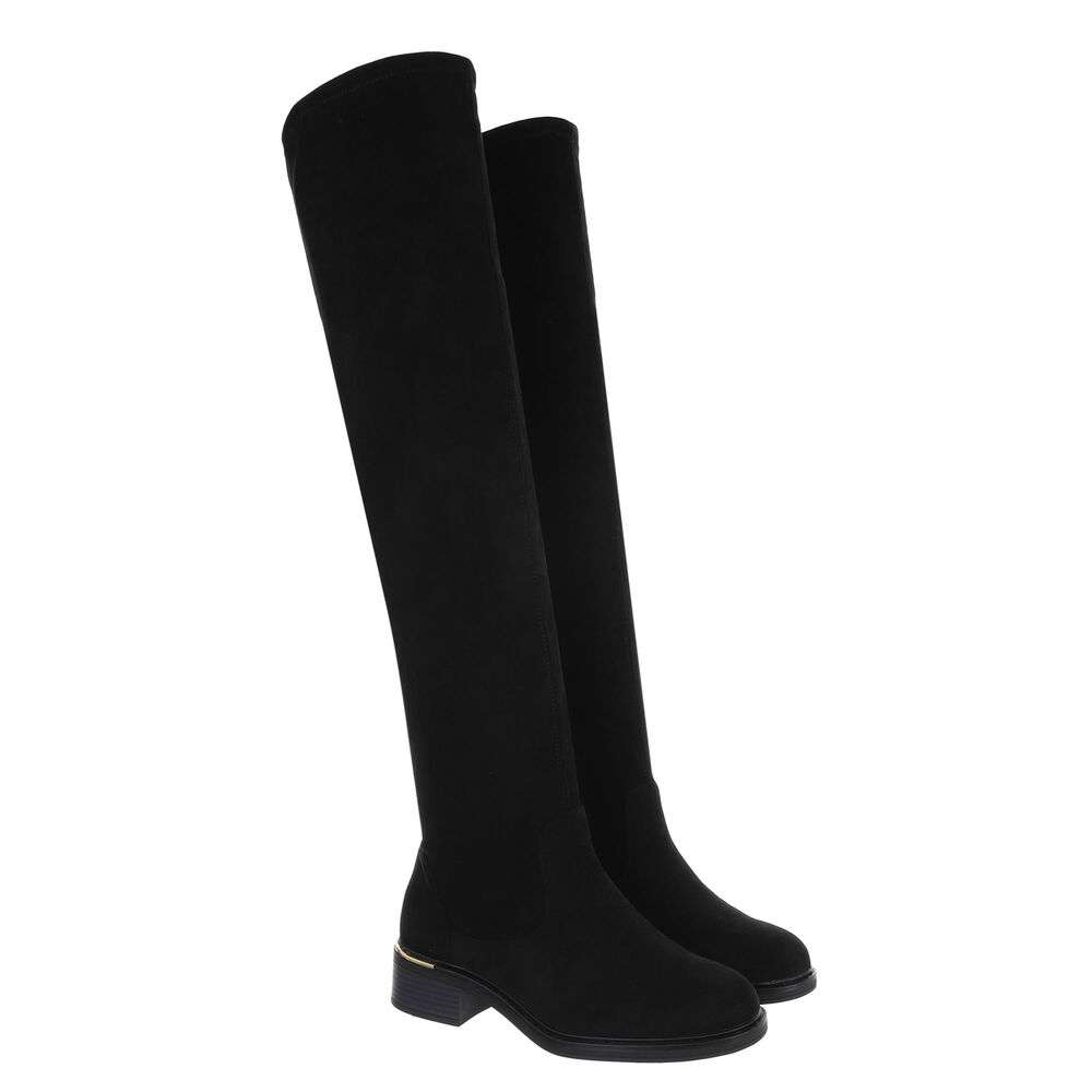 Cizme peste genunchi fara toc - blacksuede dama