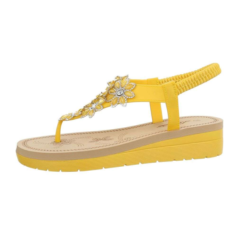 Sandale cu strasuri platforma mica - galben dama
