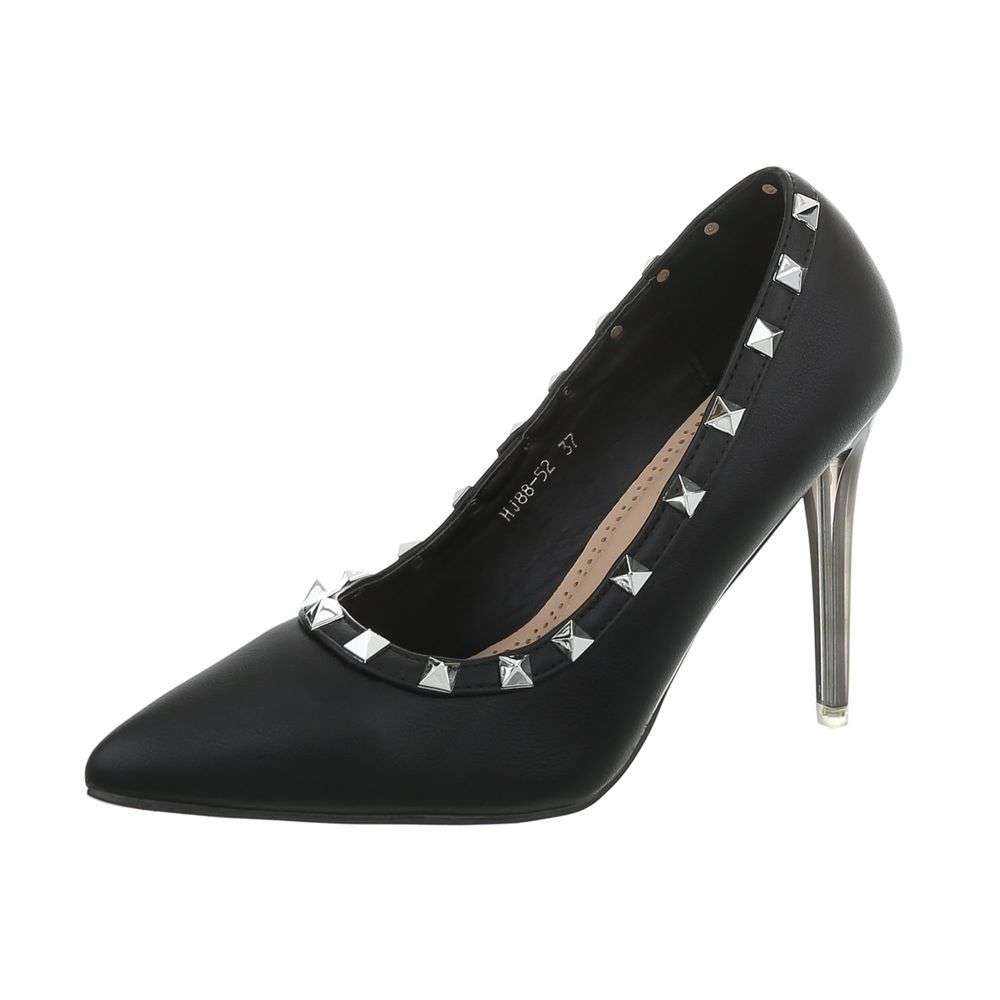 Pantofi stiletto cu tinte - negru dama