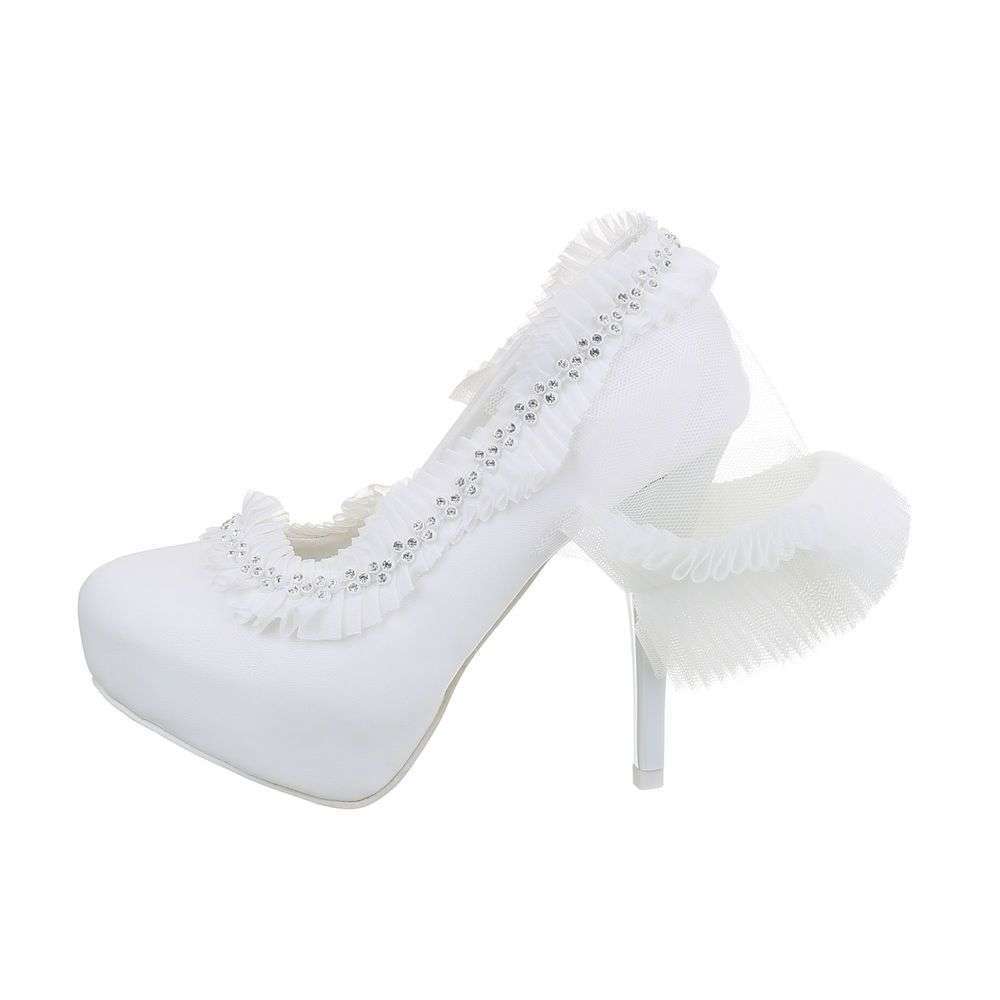 Pantofi nunta cu toc - alb dama