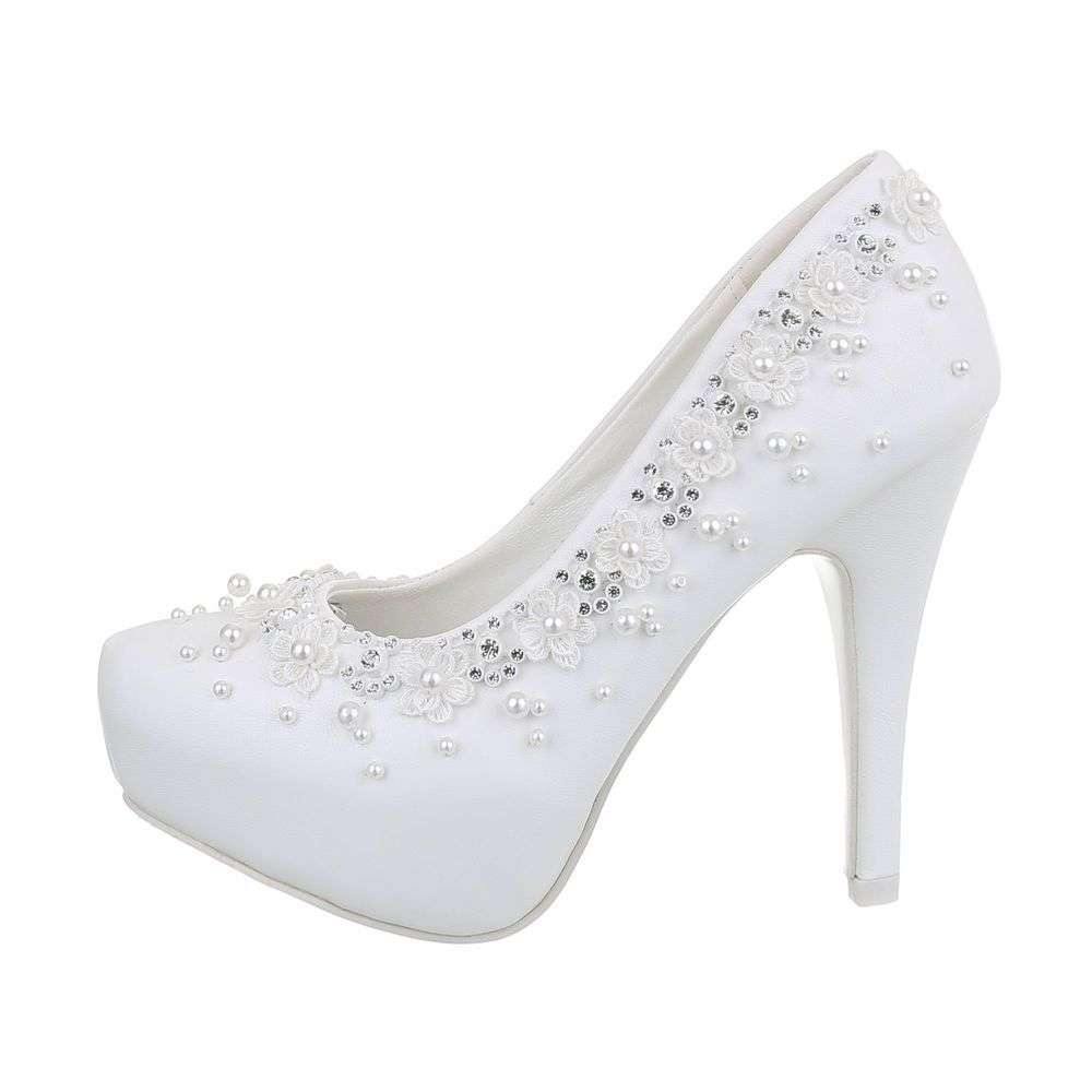Pantofi cu toc nunta - alb dama