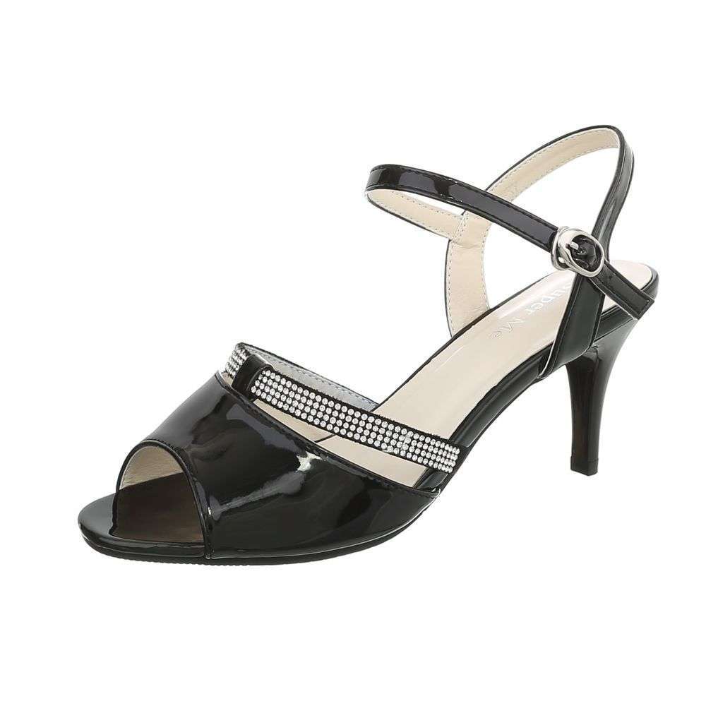 Sandale cu toc - negru dama