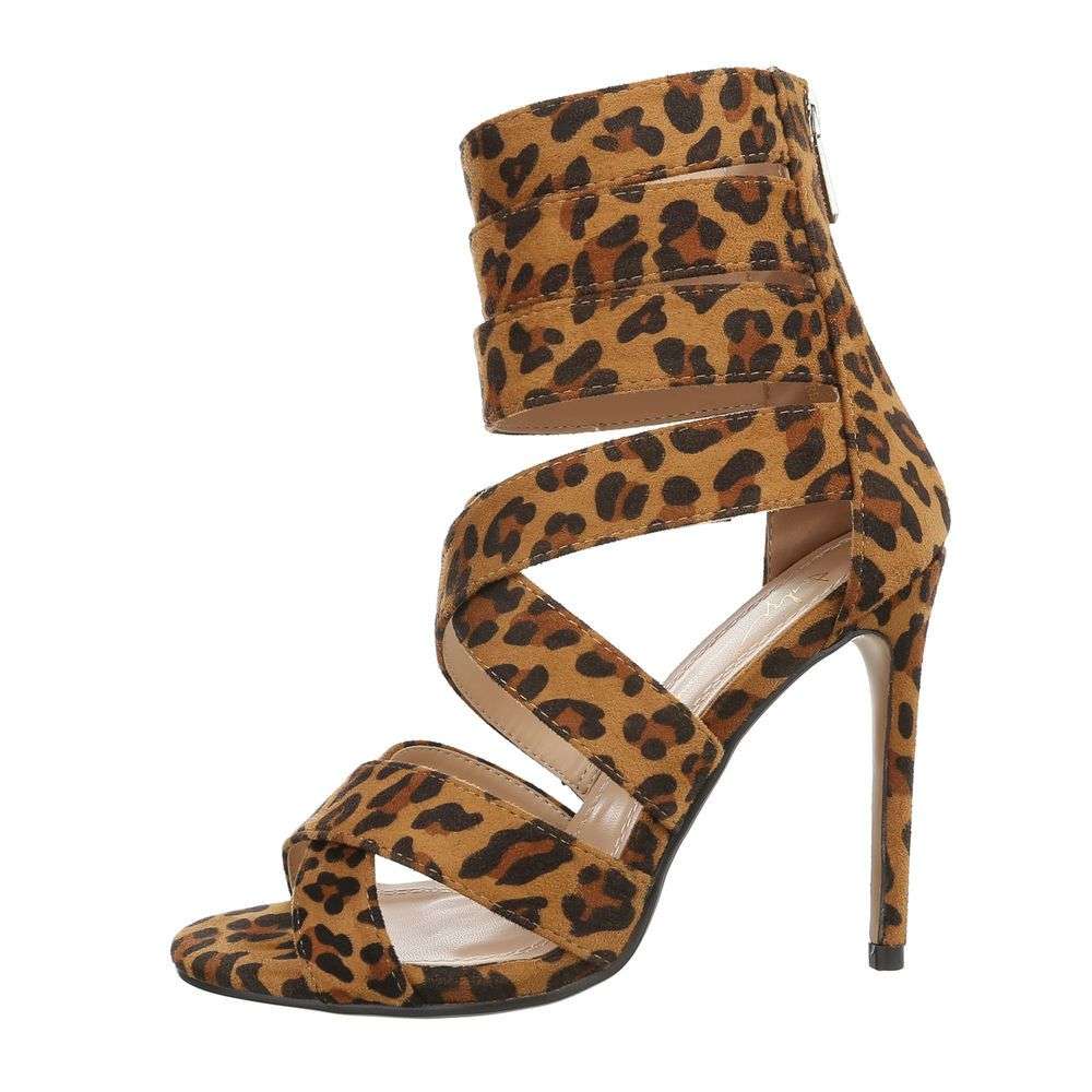 Sandale cu toc - imprimeu leopard dama