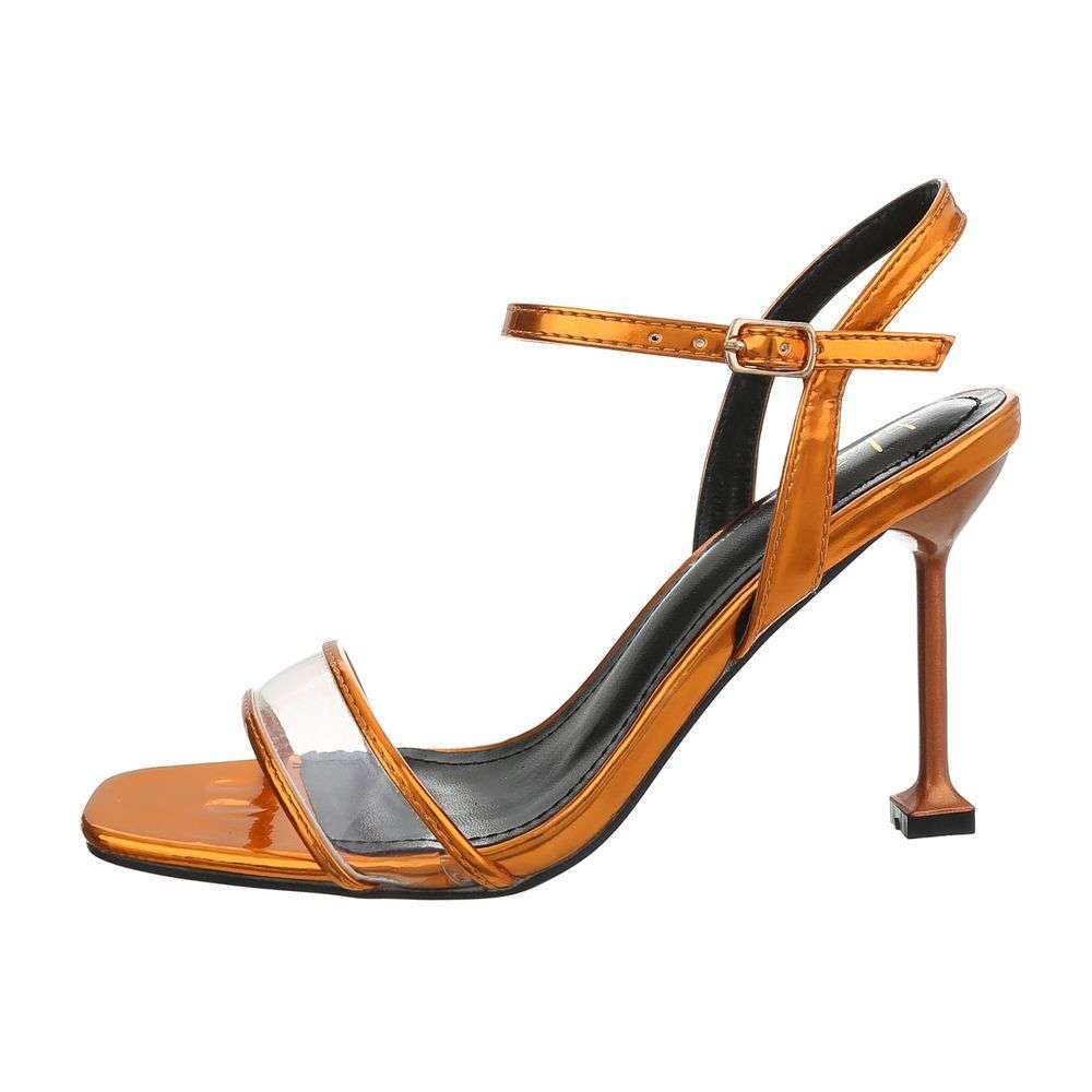 Sandale cu toc - portocaliu dama