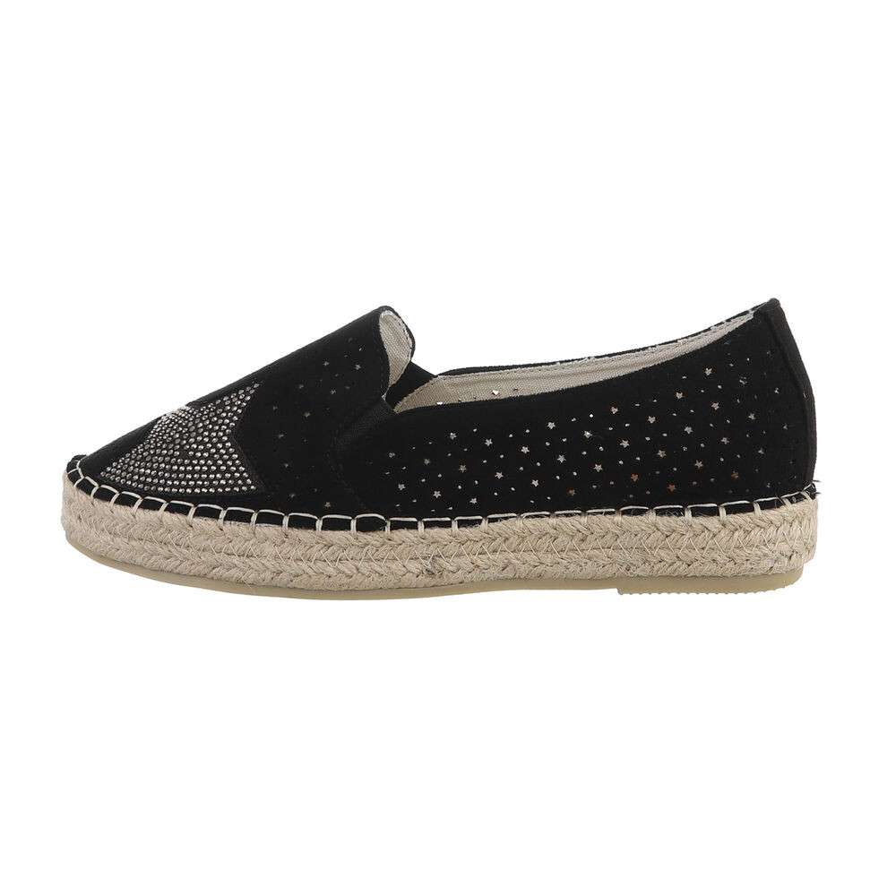 Espadrile platforma cu strasuri - negru dama