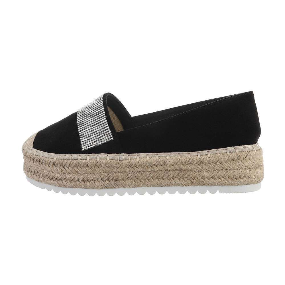 Espadrile platforma cu strasuri - negru dama