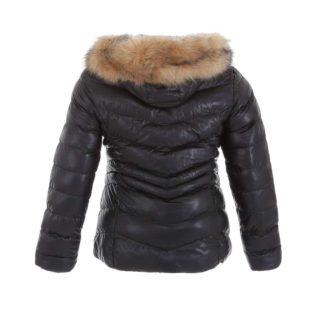 Geaca iarna cu gluga blana - negru dama