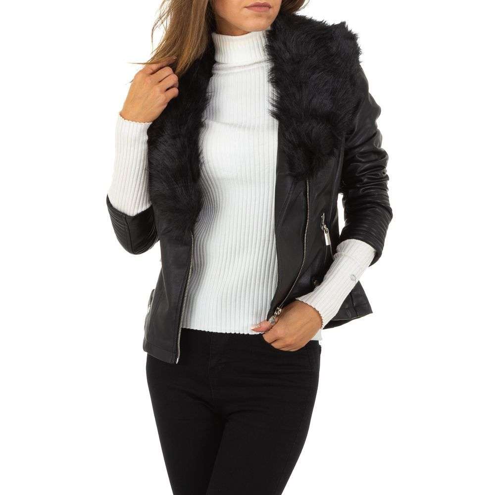 Geaca biker cu blana Nature - negru dama
