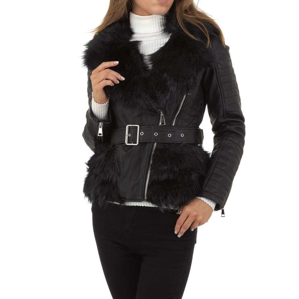 Geaca biker cu blana Nature - negru dama