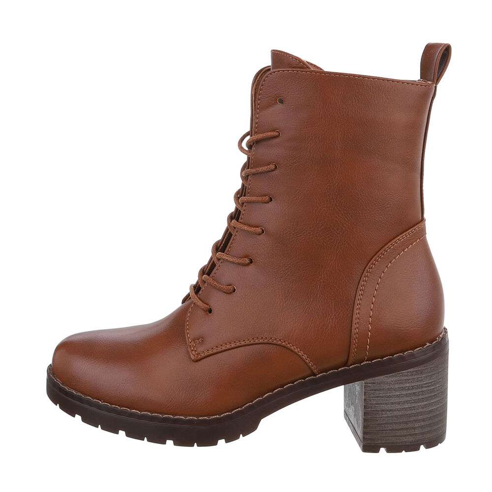 Botine cu toc gros - bej dama