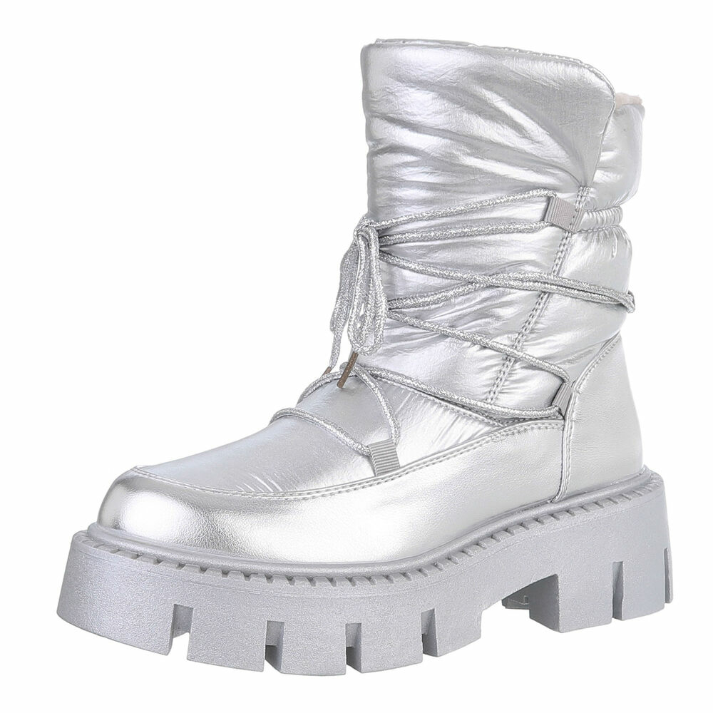 Ghete fashion imblanite - argintiu dama