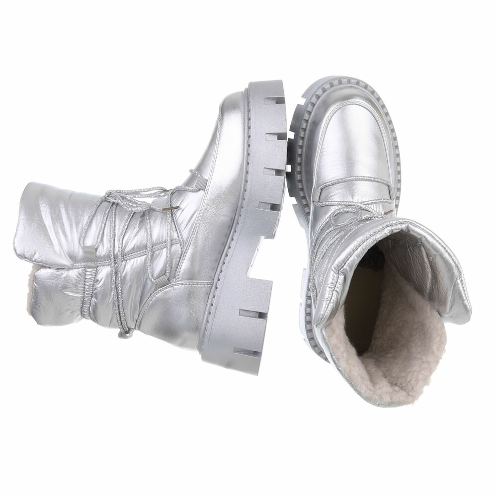Ghete fashion imblanite - argintiu dama