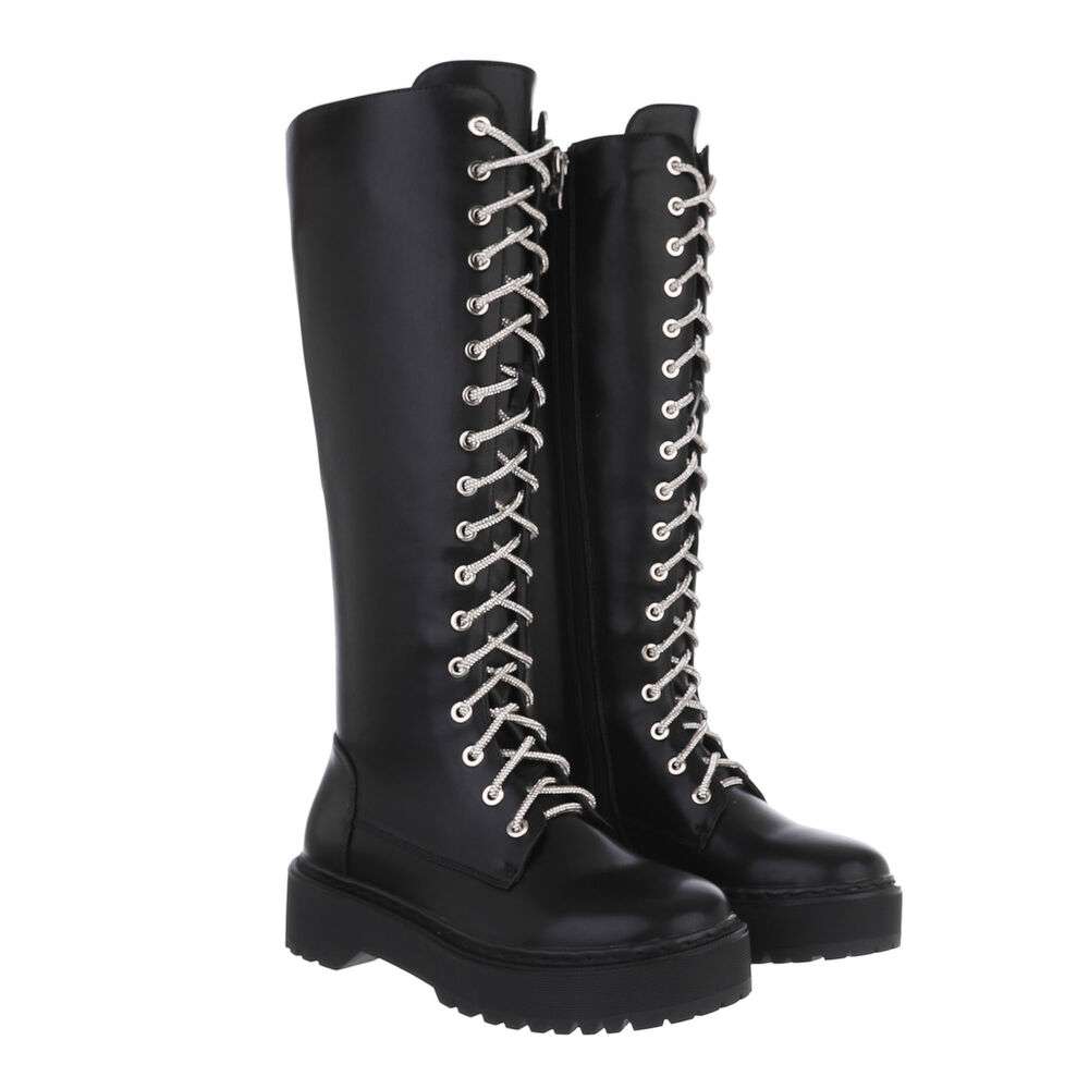 SchnA?rstiefel - negru dama