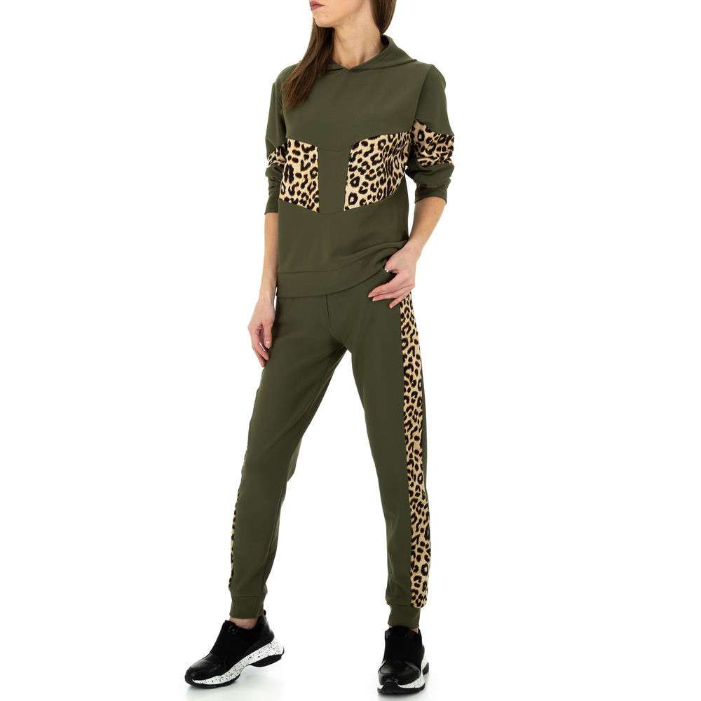 Trening cu imprimeu leopard - Holala Fashion   kaki dama