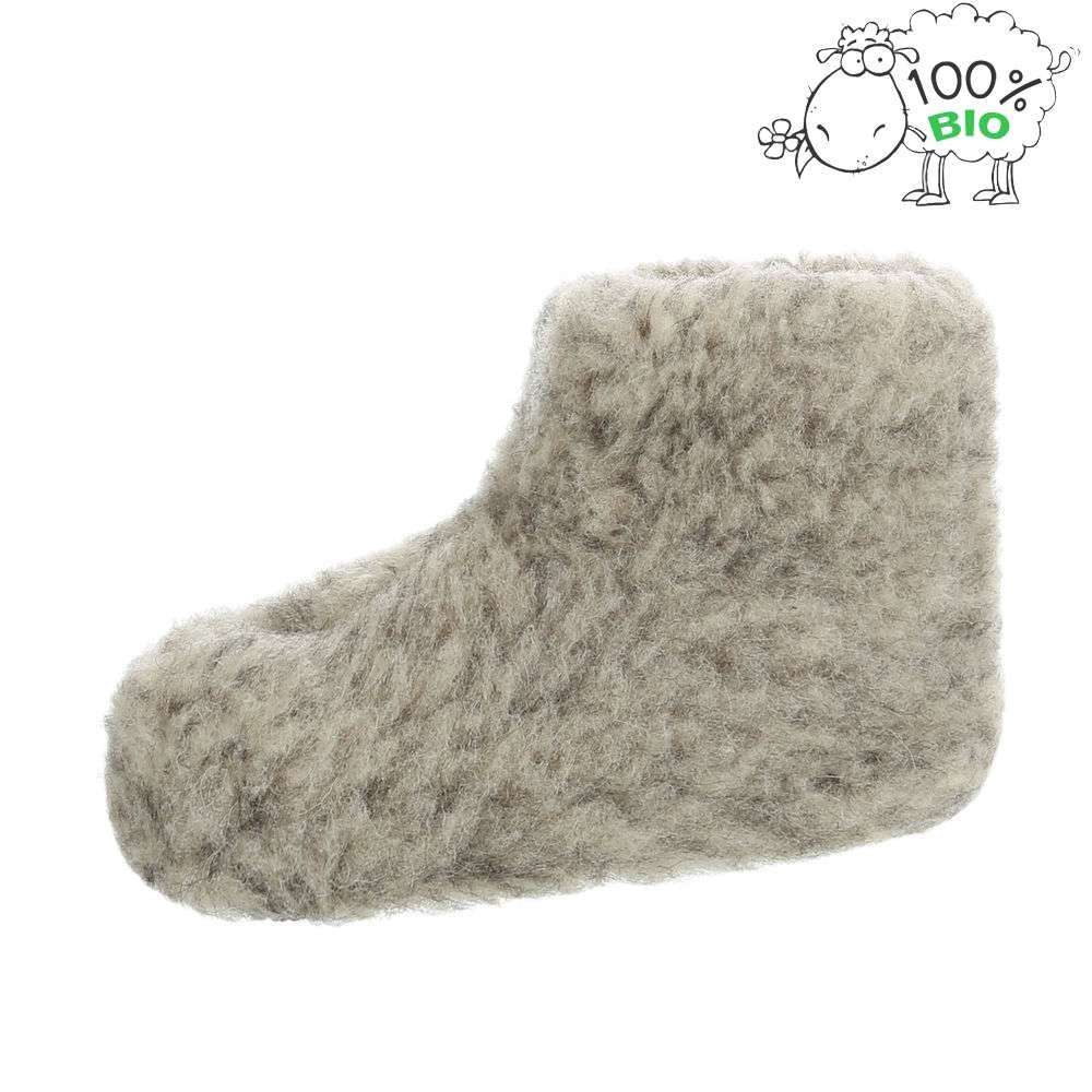 Papuci de casa blana naturala oaie - gri copii