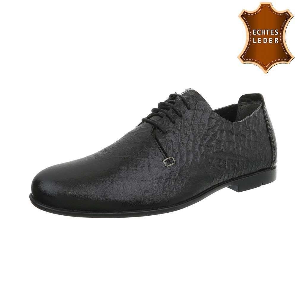 Pantofi eleganti cu siret piele naturala - negru barbati