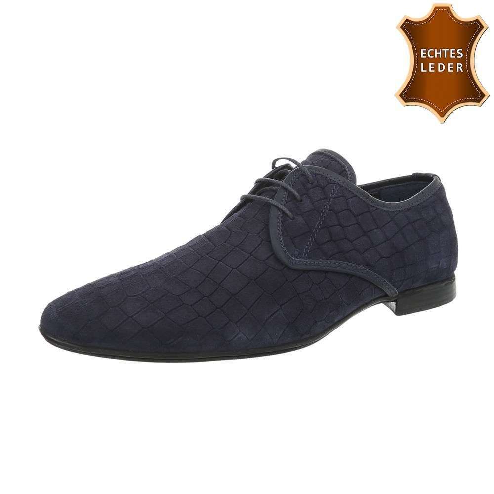 Pantofi eleganti cu siret piele naturala - bleumarin barbati