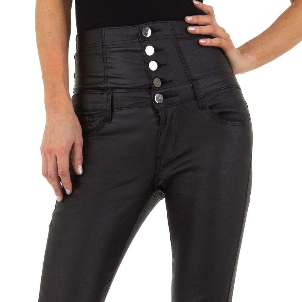 Pantaloni piele ecologica talie inalta - Daysie   negru dama