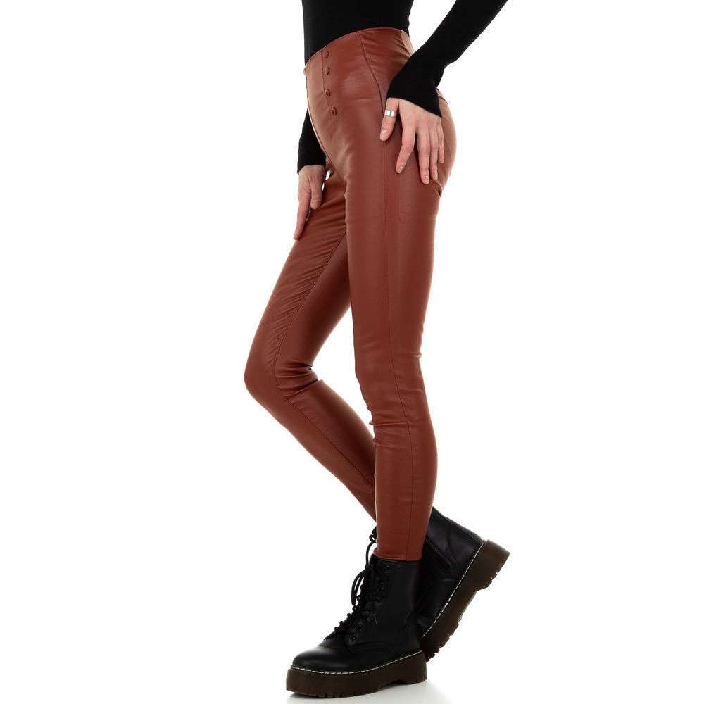 Pantaloni talie inalta imitatie piele - Daysie DK.portocaliu dama