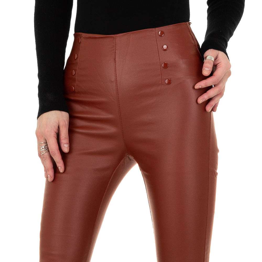 Pantaloni talie inalta imitatie piele - Daysie DK.portocaliu dama