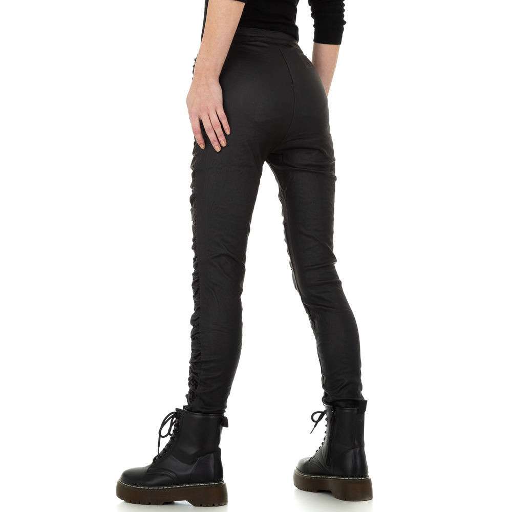 Pantaloni piele ecologica talie inalta - Daysie negru dama