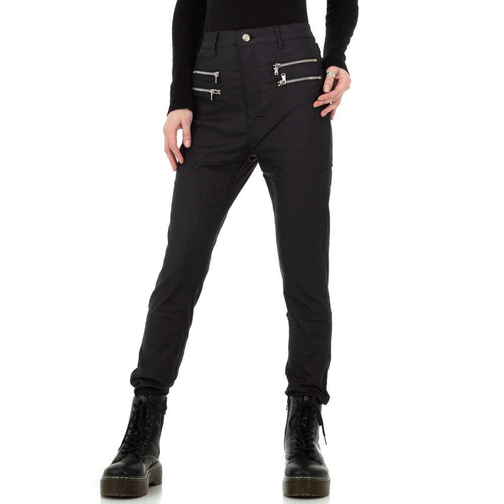 Pantaloni piele ecologica talie inalta - Daysie negru dama