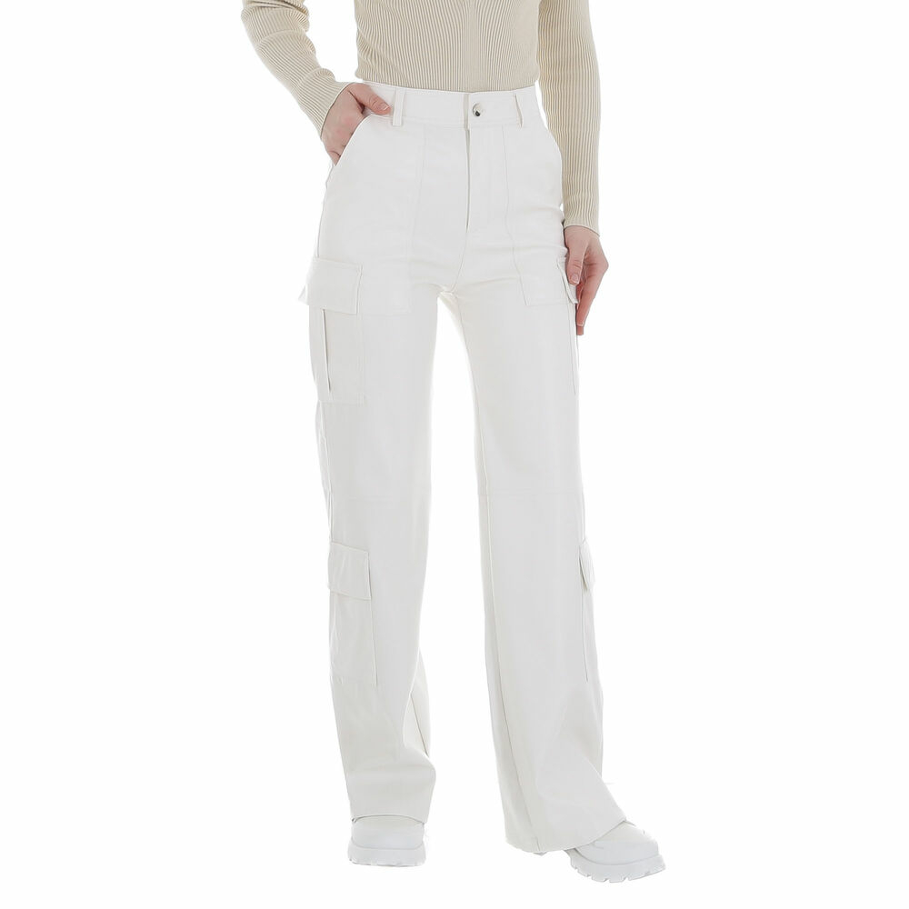Pantaloni piele ecologica - Emma & Ashley alb dama