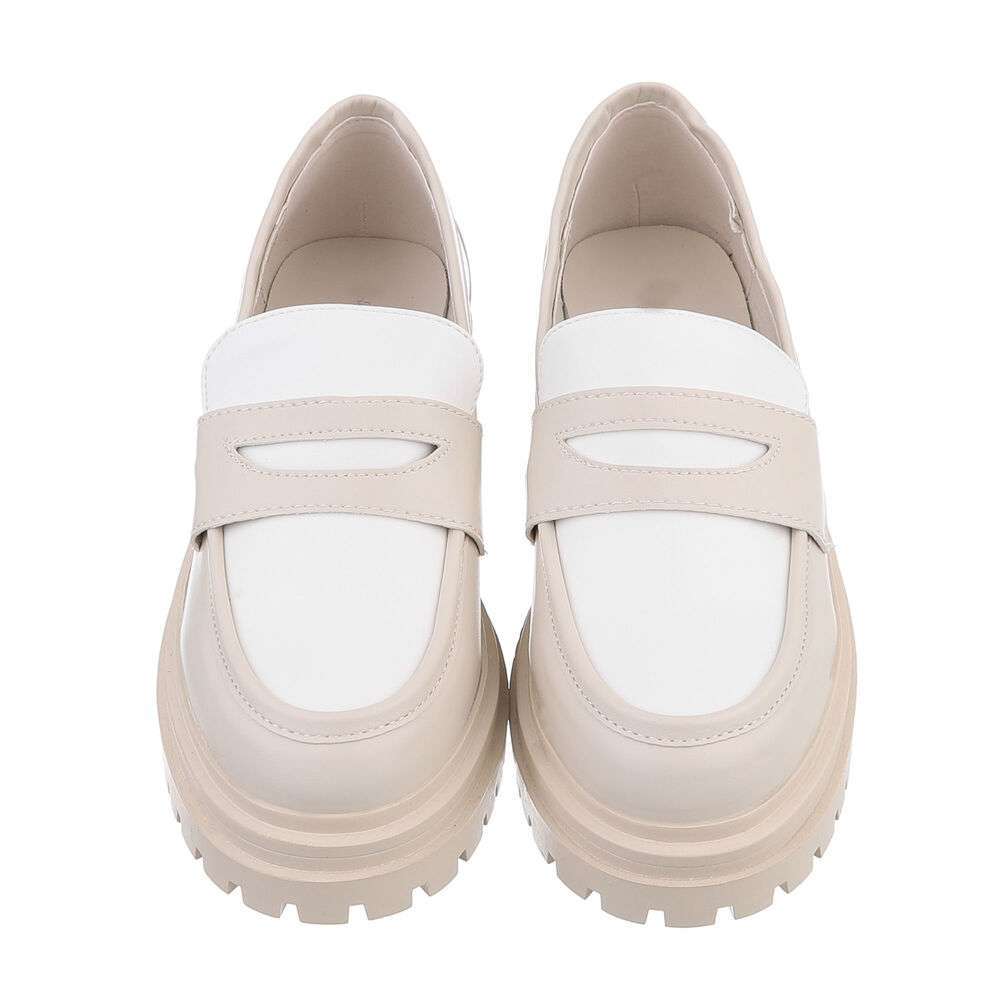 Pantofi Oxford cu talpa groasa - alb dama