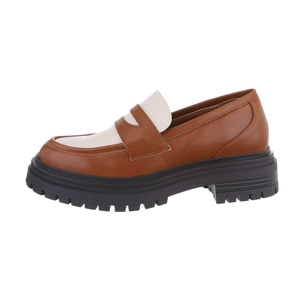 Pantofi Oxford cu talpa groasa - bej dama
