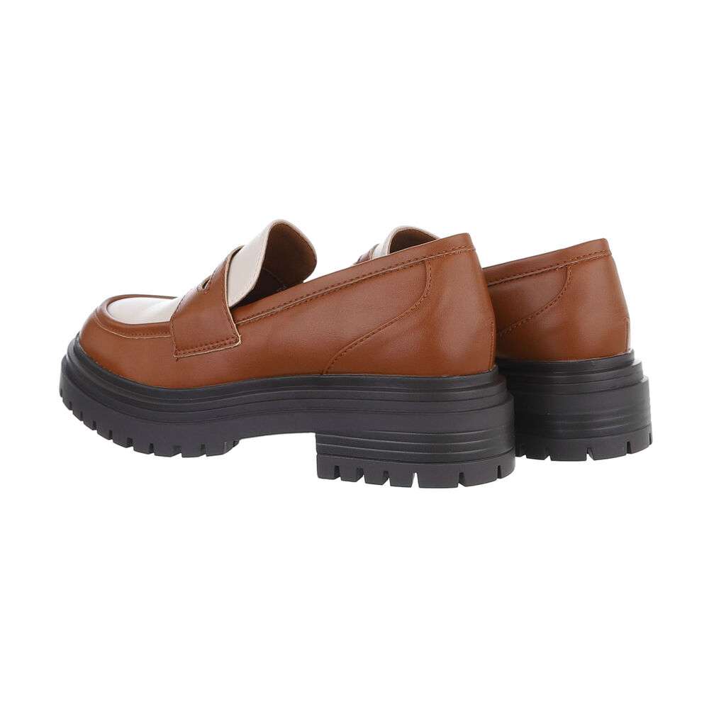 Pantofi Oxford cu talpa groasa - bej dama