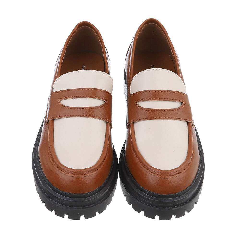 Pantofi Oxford cu talpa groasa - bej dama