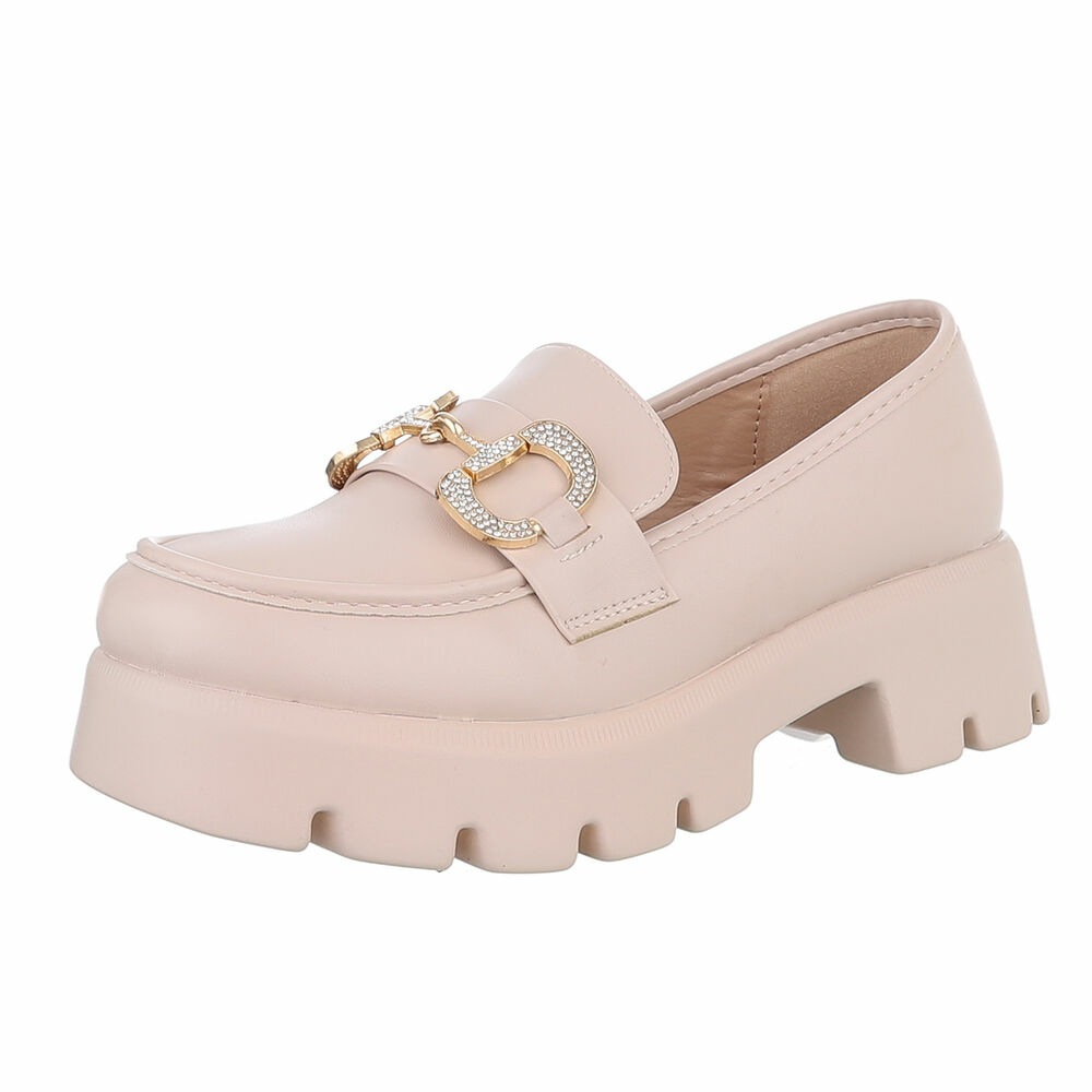 Pantofi loafers - bej dama