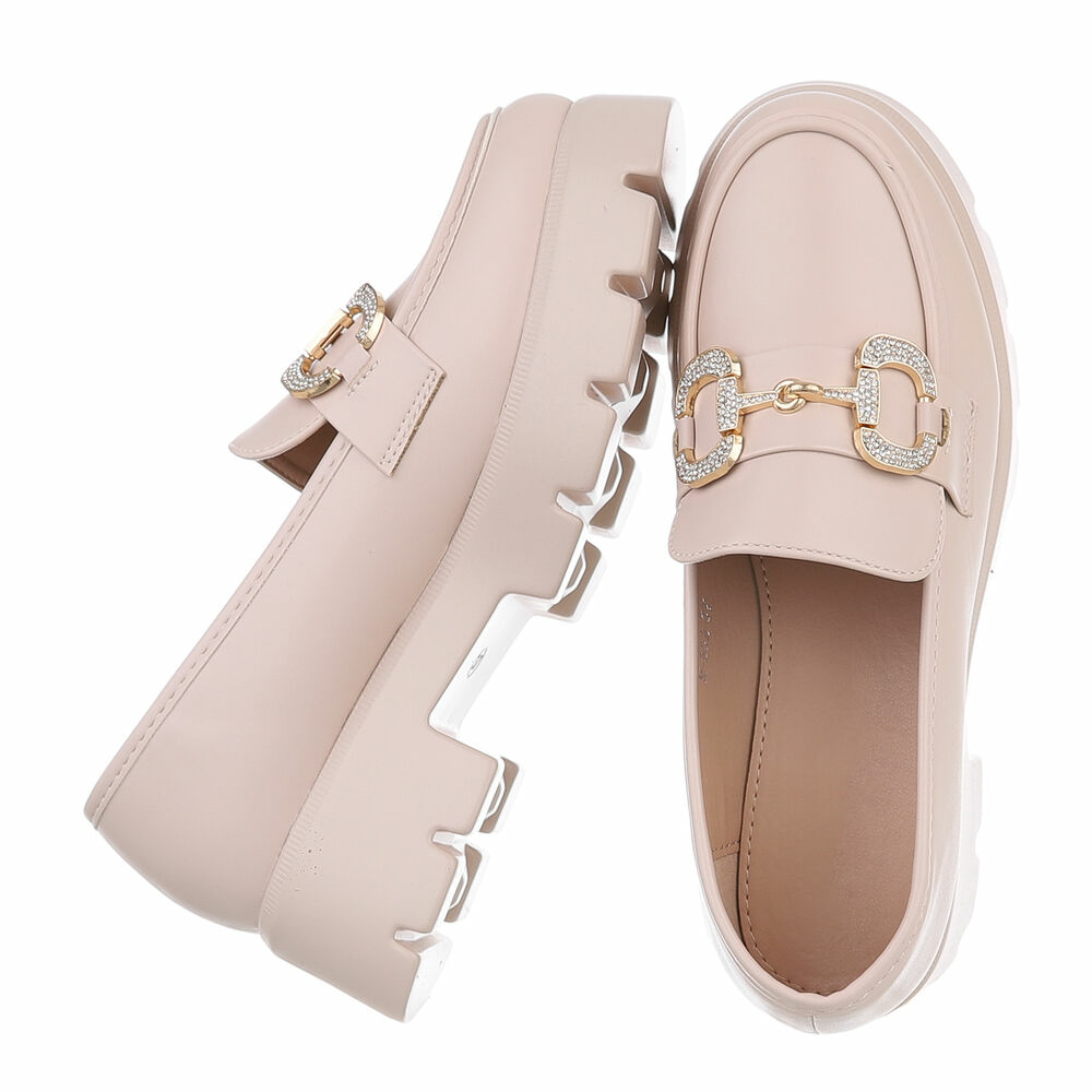 Pantofi loafers - bej dama
