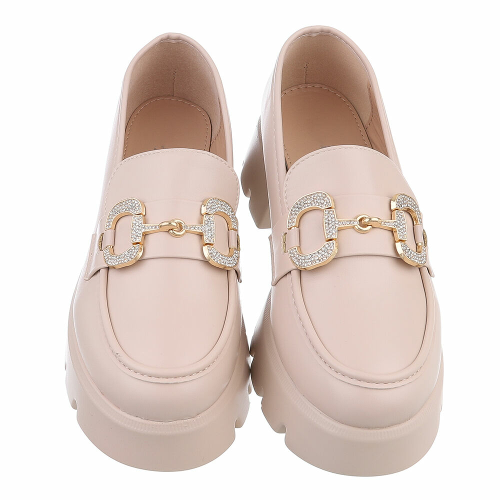 Pantofi loafers - bej dama