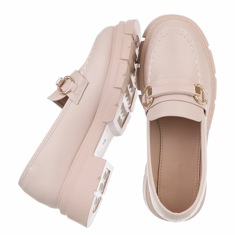 Pantofi loafers - bej dama