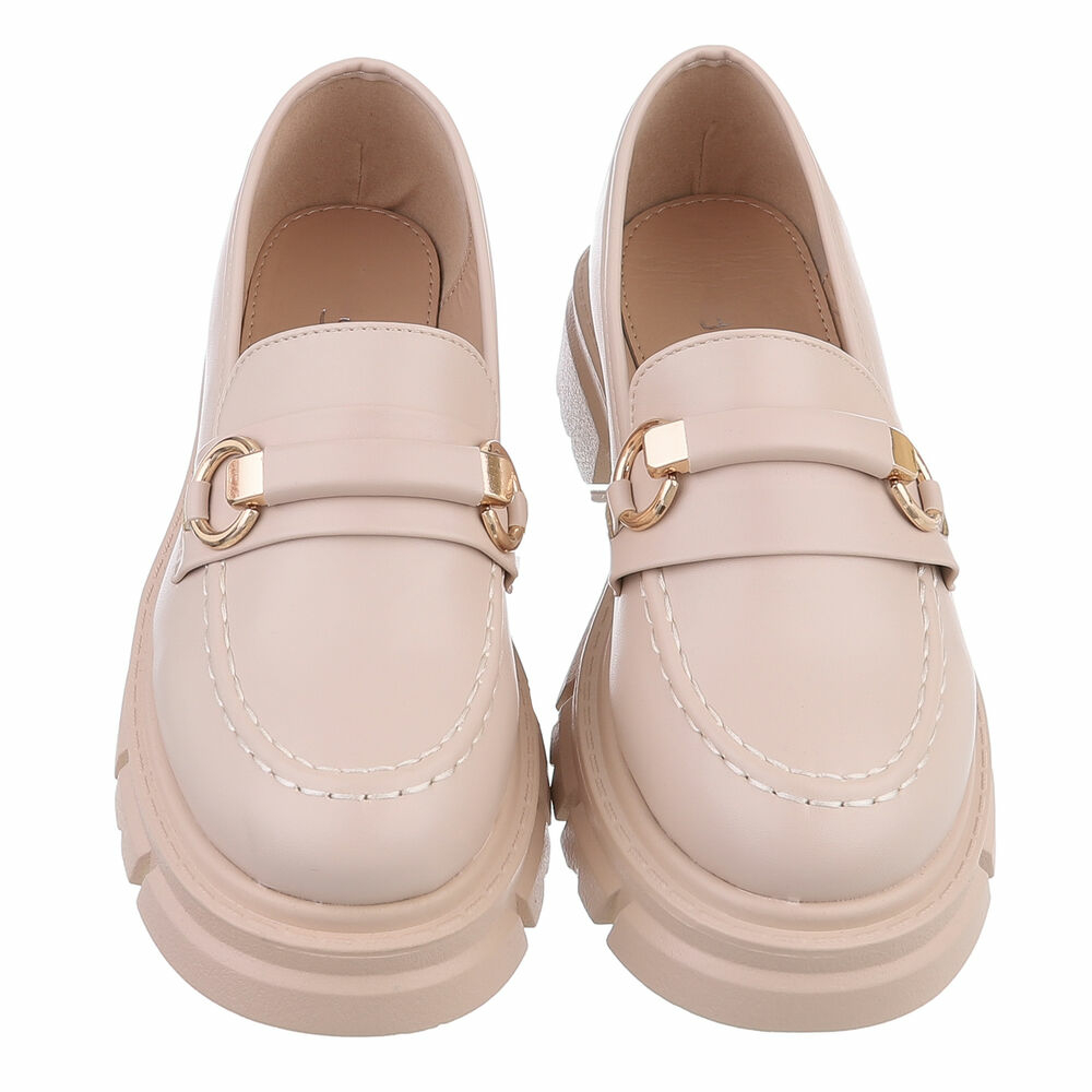 Pantofi loafers - bej dama