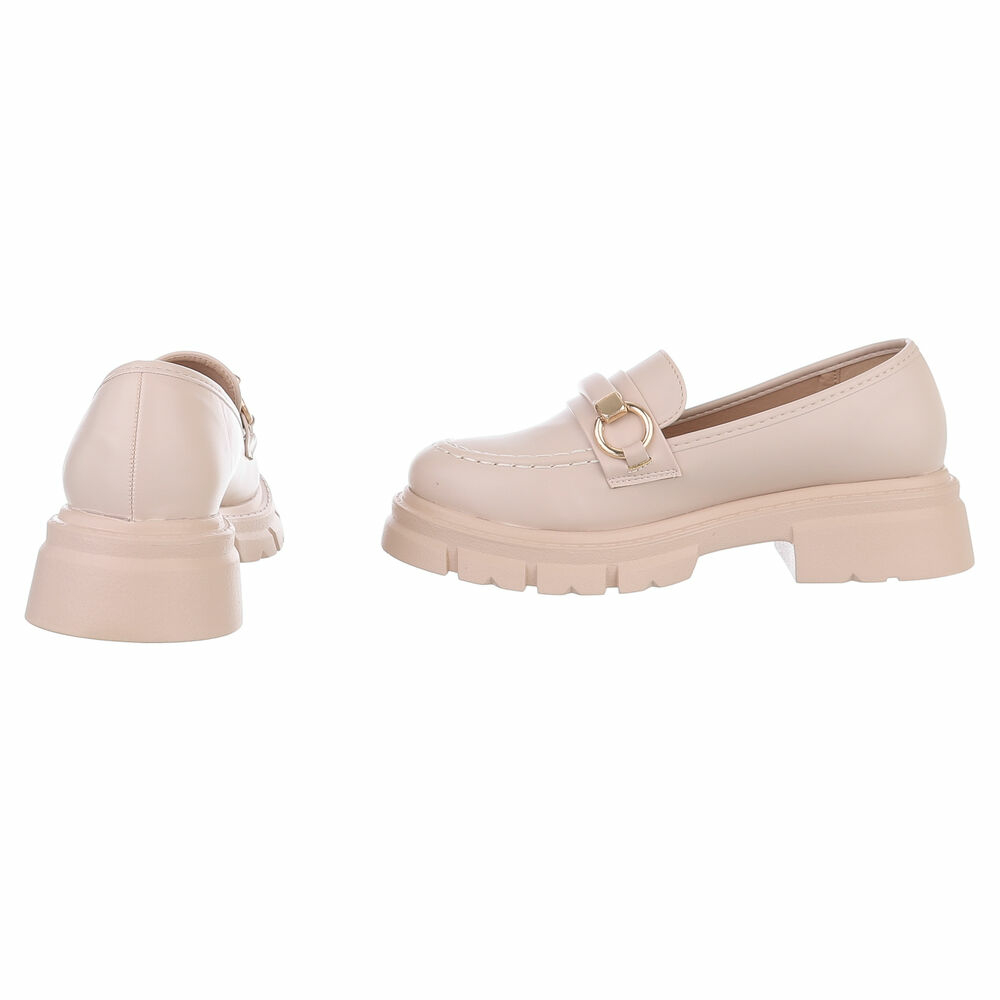 Pantofi loafers - bej dama
