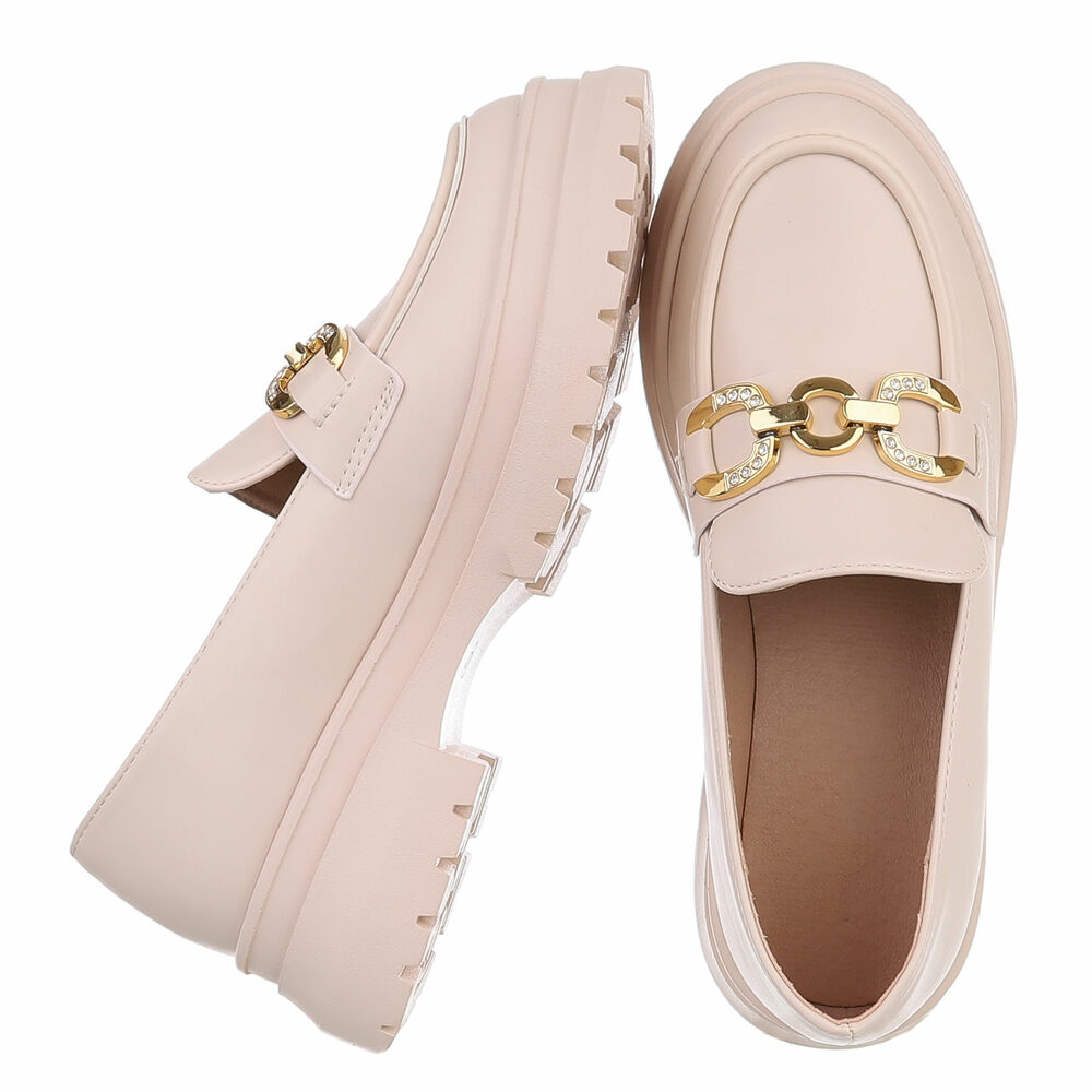 Pantofi loafers - bej dama
