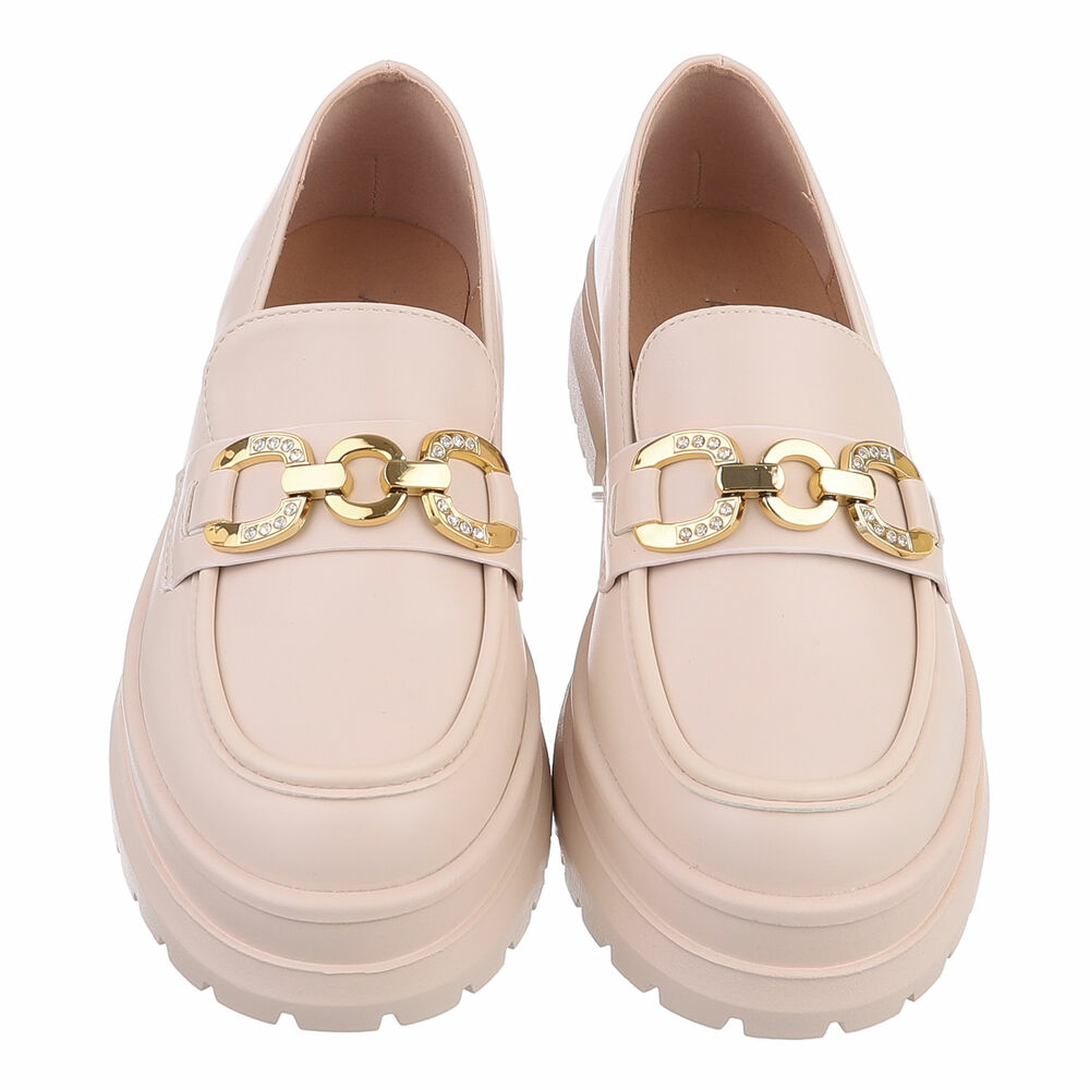 Pantofi loafers - bej dama