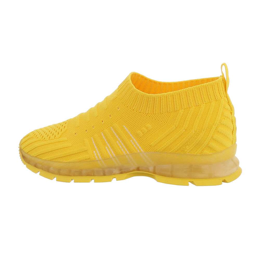 Pantofi sport fara siret copii - alb galben