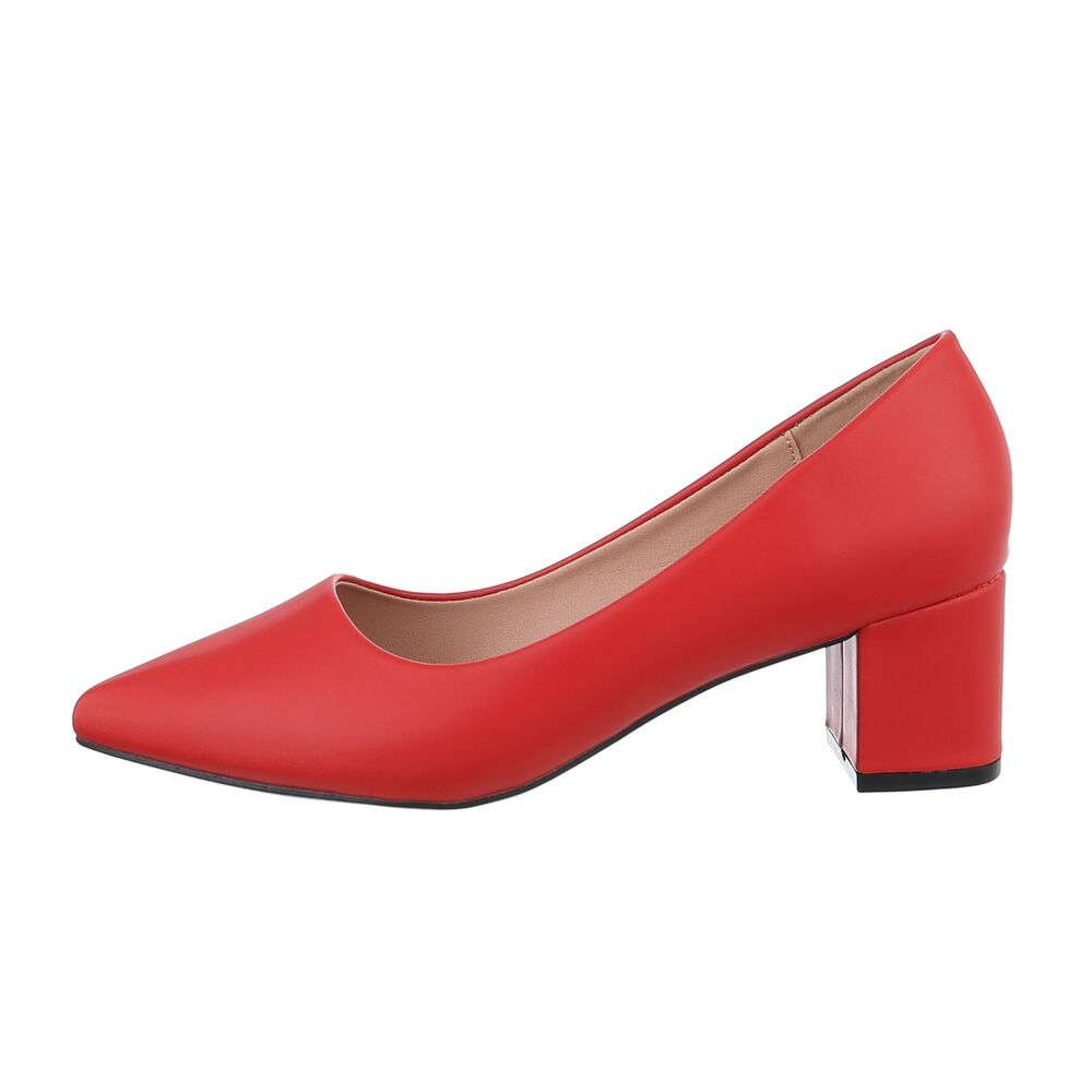 Pantofi eleganti cu toc mic gros - rosu dama