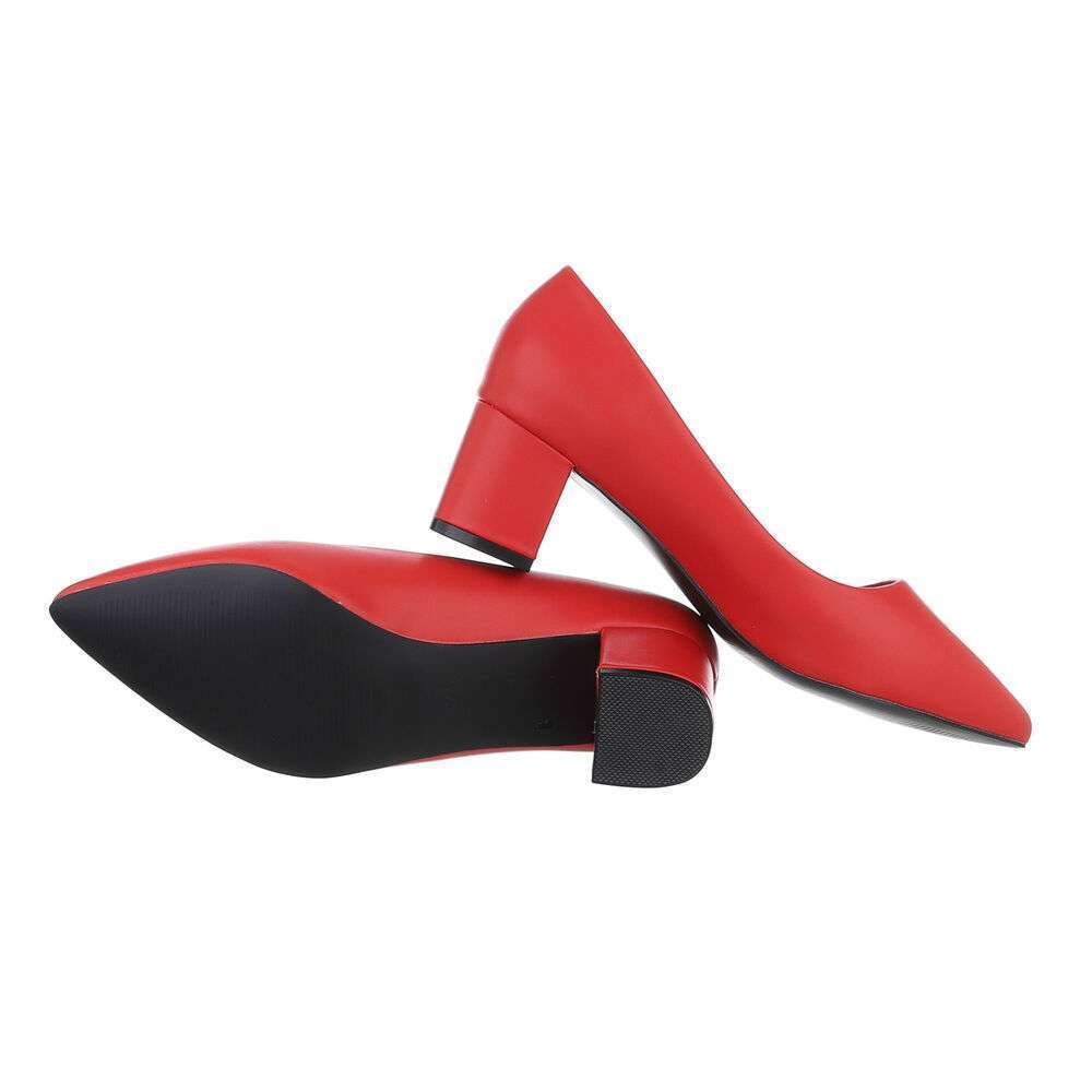Pantofi eleganti cu toc mic gros - rosu dama