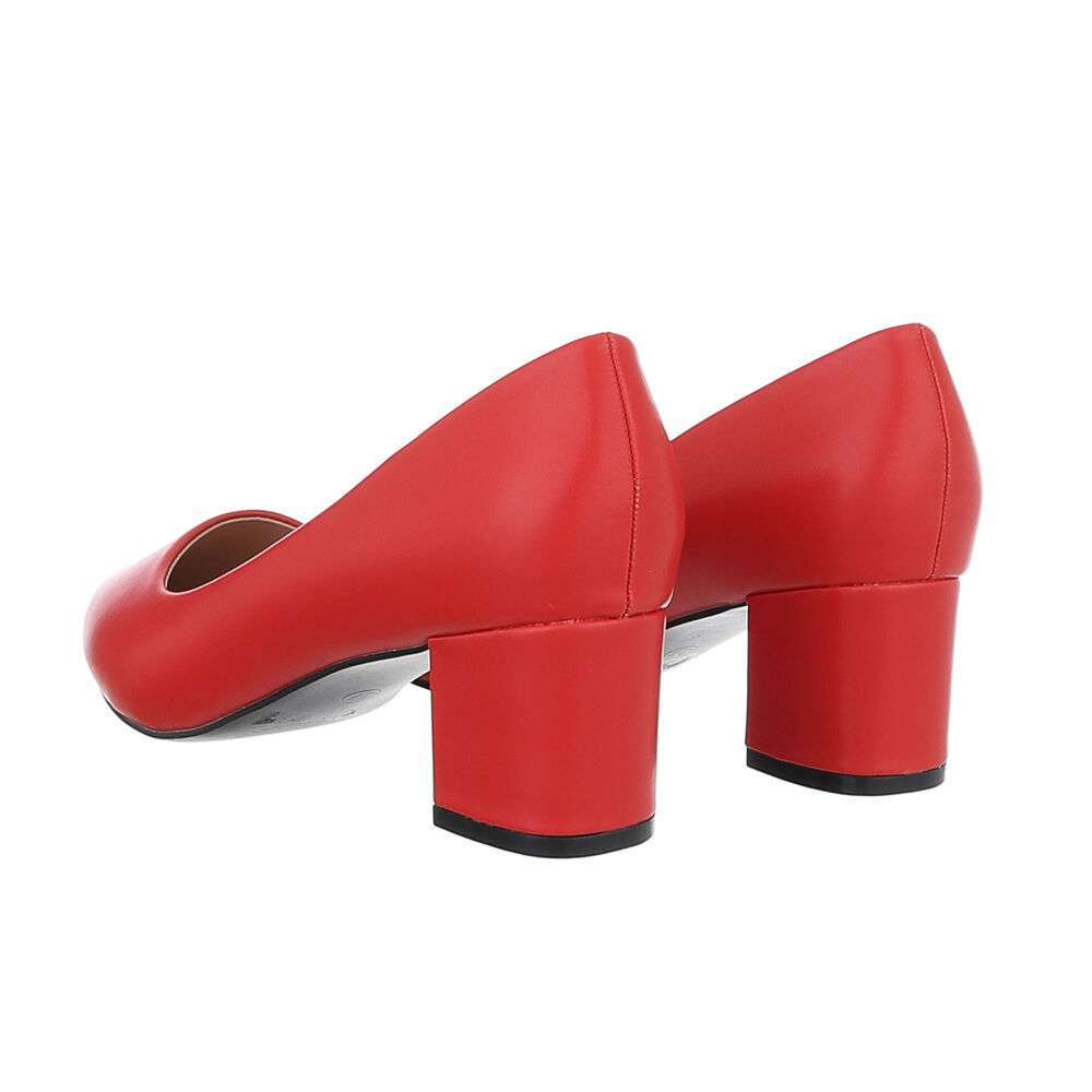 Pantofi eleganti cu toc mic gros - rosu dama