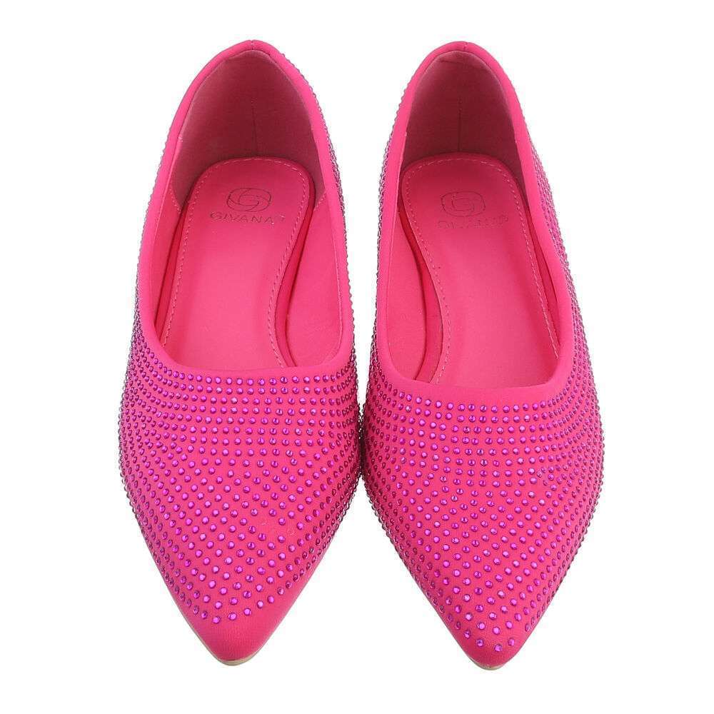 Balerini eleganti cu strasuri - roz fuchsia dama