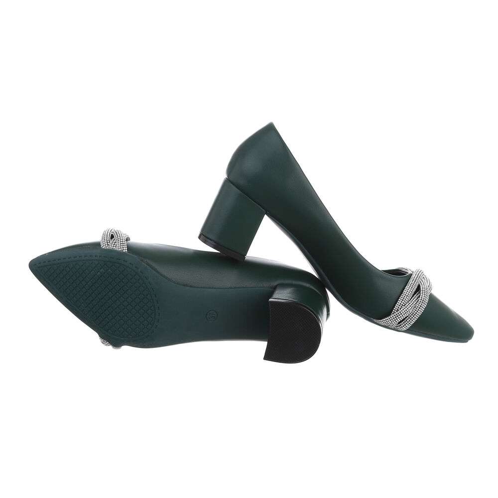 Pantofi ocazie toc mic gros - verde dama