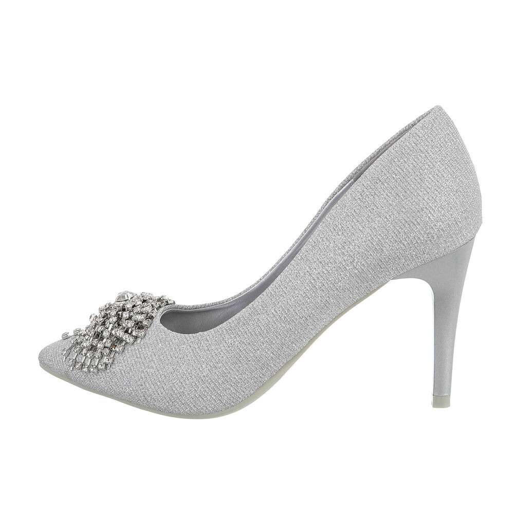 Pantofi eleganti ocazie cu toc - argintiu dama