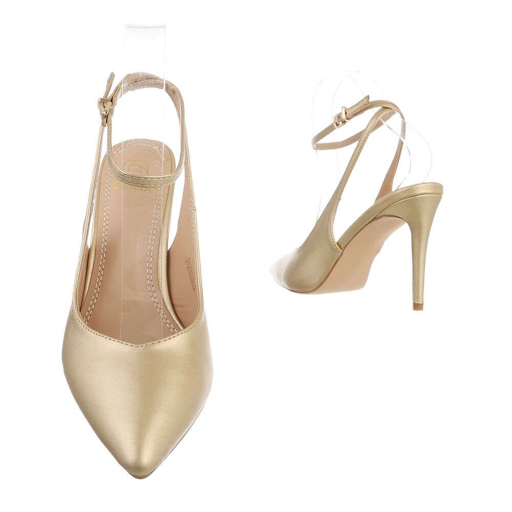 Pantofi eleganti cu toc - auriu dama